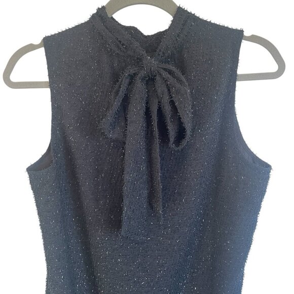 NWT Ann Taylor Factory Black Texture Metallic Halter Sheather Dress | Size S - Picture 6 of 10